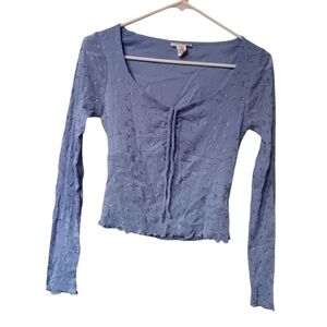 Y2k Full Tilt Light Blue Floral Blouse Sz S